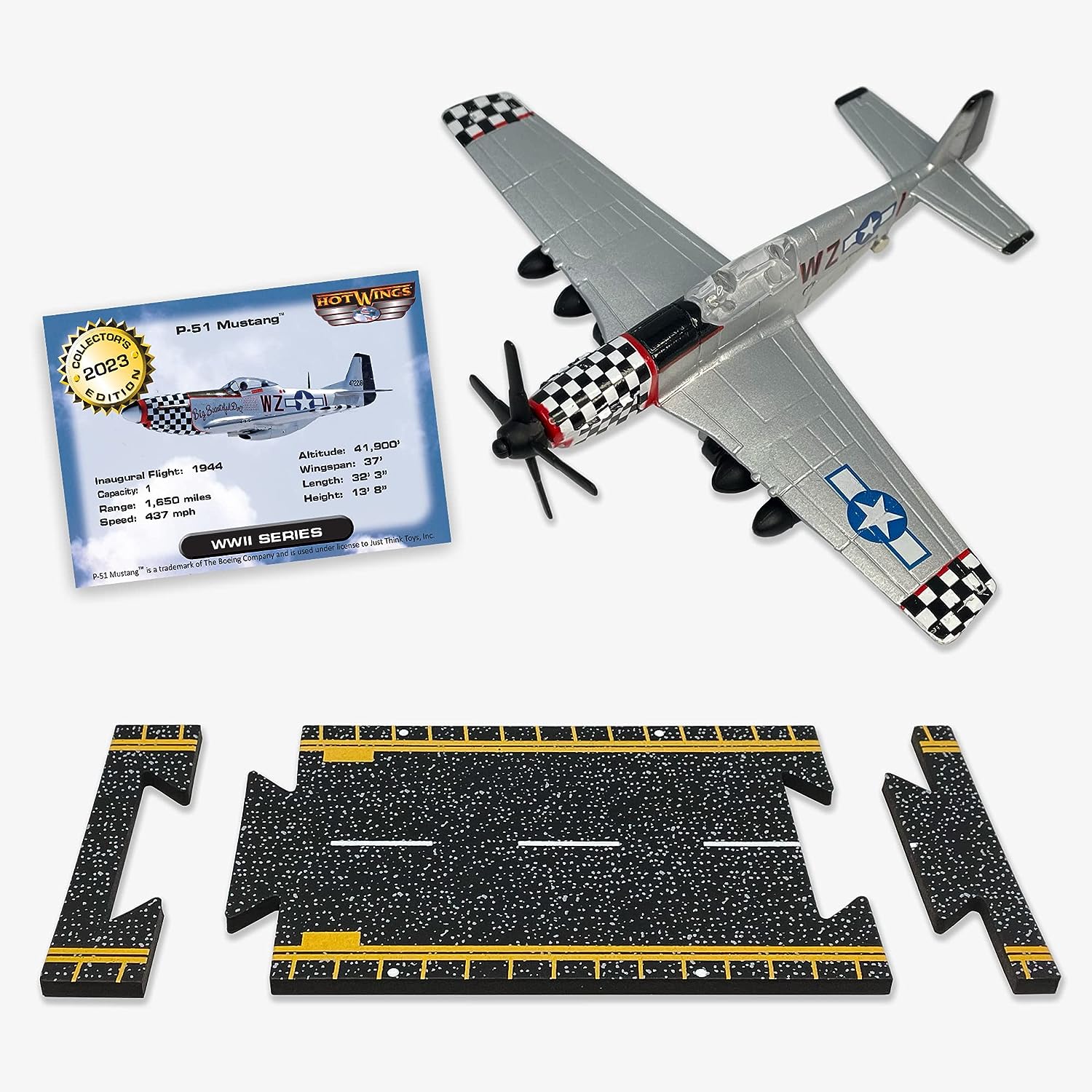 Hot Wings Planes P-51 Mustang with Connectible Runway – Ready Set Play