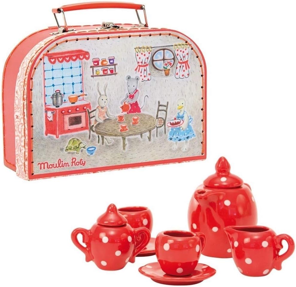 Moulin Roty Red Ceramic Tea Set