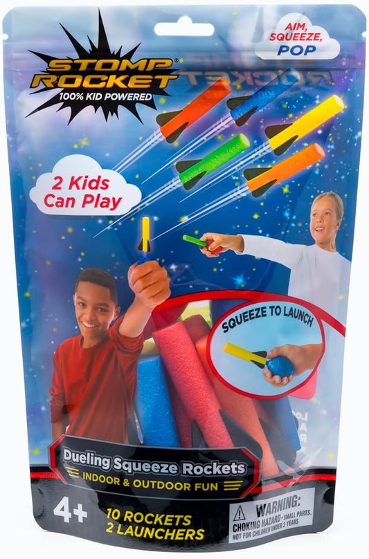 Stomp Rocket The Original Squeeze Rocket, 10 Rockets - Soft Foam Rocket Launcher STEM Gift