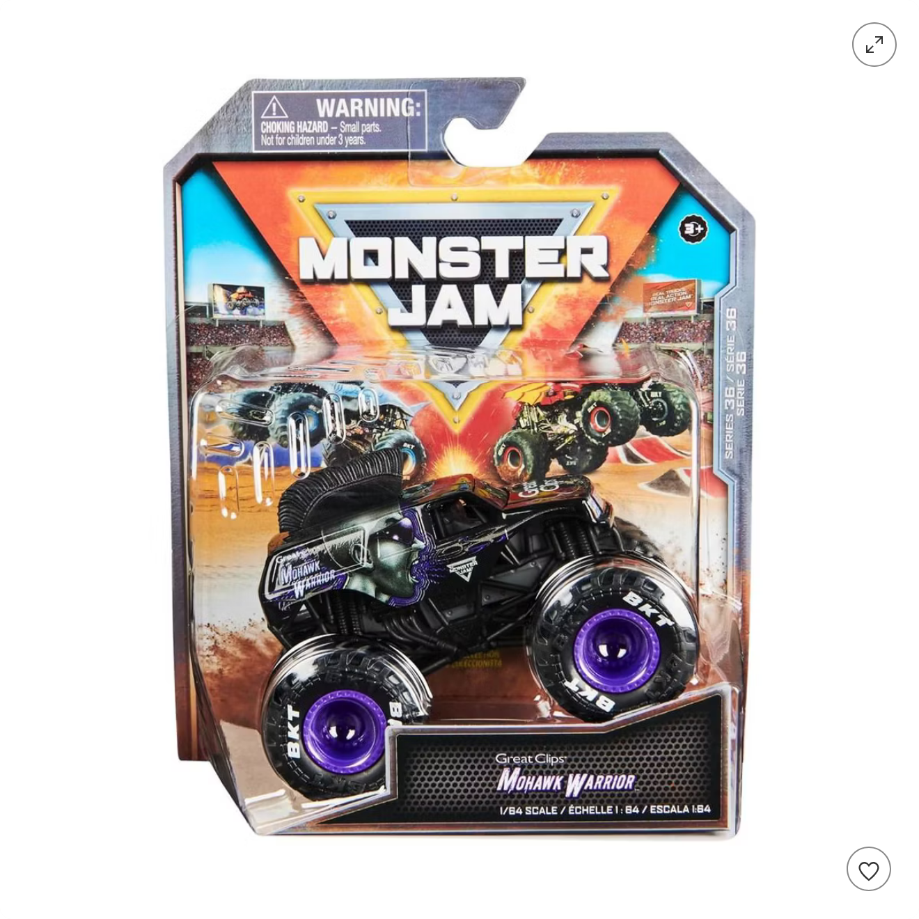 Monster Jam, Official Mohawk Warrior Monster Truck, Die-Cast Vehicle, 1:64 Scale