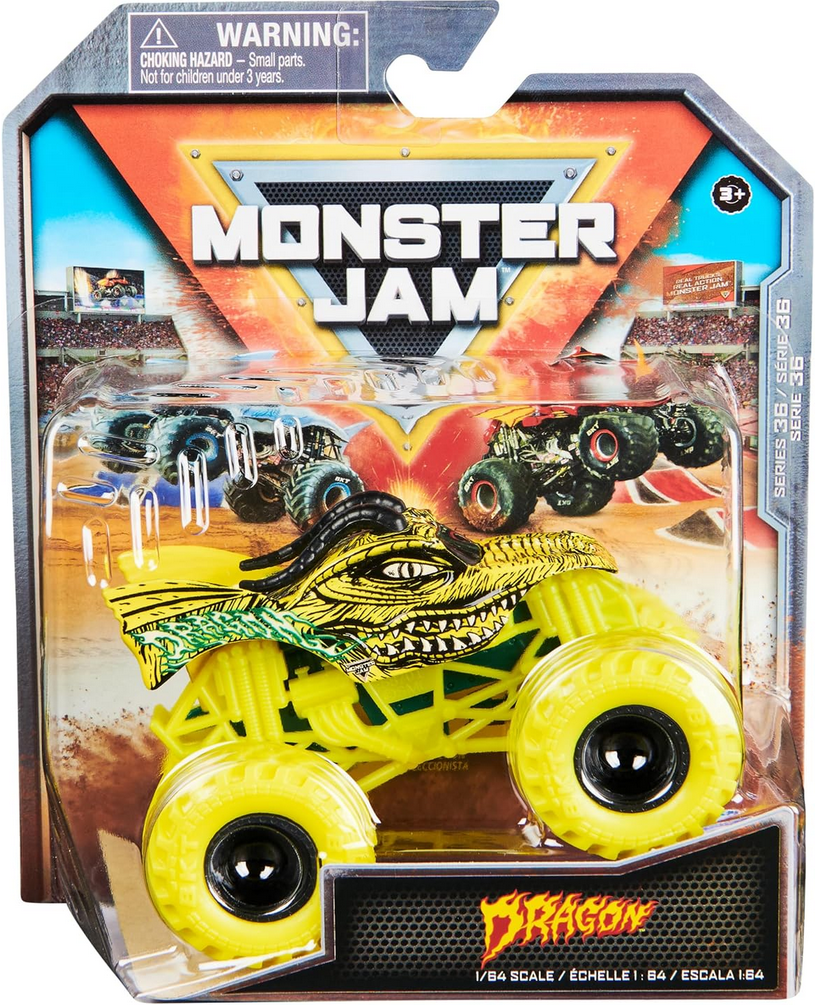 Monster Jam, Official Dragon Monster Truck, Die-Cast Vehicle, 1:64 Scale