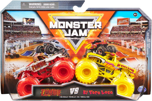 Monster Jam, Official Zombie Vs. El Toro Loco Die-Cast Monster Trucks, 1:64 Scale