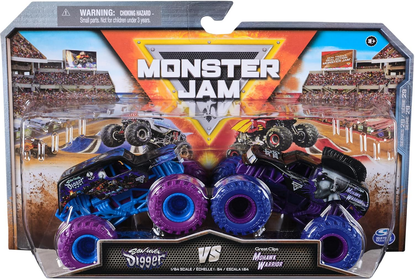 Monster Jam, Official Son Uva Digger Vs. Mohawk Warrior Die-Cast Monster Trucks, 1:64 Scale