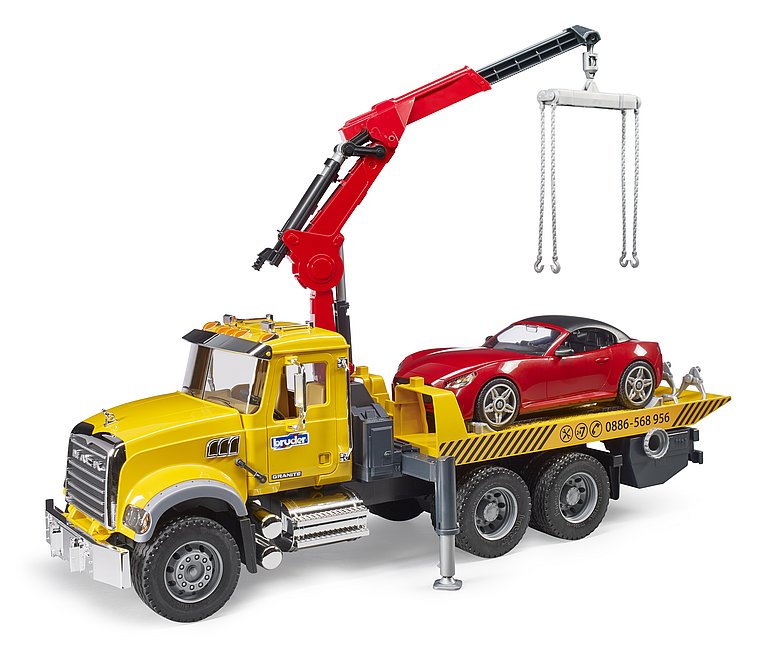 Bruder - Mack Granite Tow Truck with Bruder Roadster (02829)