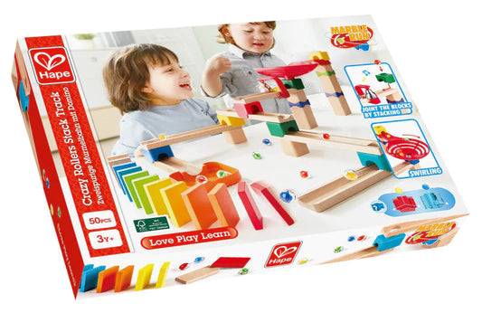 Hape Crazy Rollers Stack Track Wooden DIY Marble Run Set