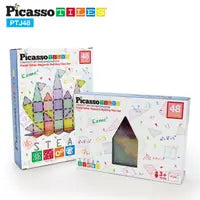 Picasso Tiles: Pastel Glitter Magnetic Building Tiles Set- 48 Pieces