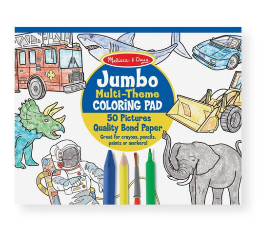 Jumbo 50-Page Kids' Coloring Pad - Space, Sharks, Sports, and More